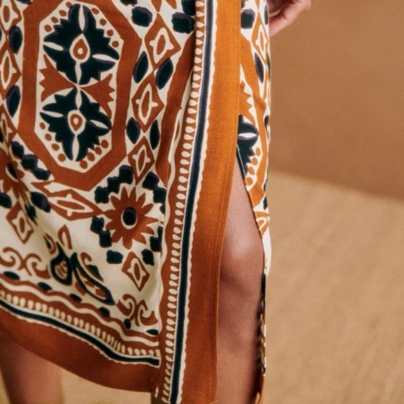 Sezane Jarred Yoana Cotton Halter Slit Print Midi Dress - Picture 13 of 15